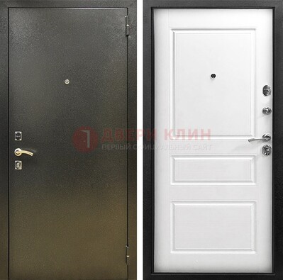 Входная дверь Темное серебро с порошковым напылением и белой МДФ ДП-272 в Луховицах
