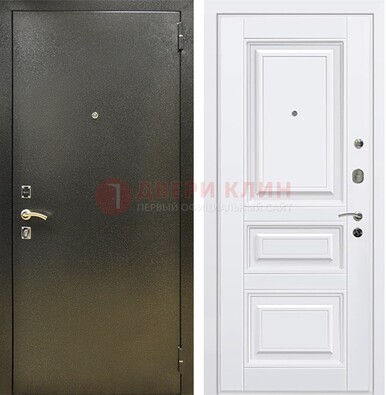 Железная темно-серая дверь с порошковым напылением и белой МДФ ДП-274 в Луховицах