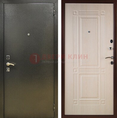 Стальная темно-серая дверь с порошковым напылением и МДФ Белый дуб ДП-277 в Луховицах