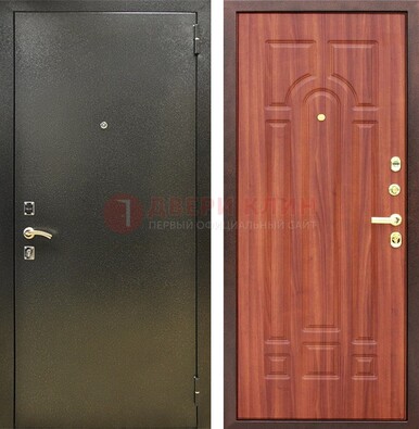 Входная темно-серая дверь с порошковой отделкой и МДФ Миланский орех ДП-281 в Луховицах