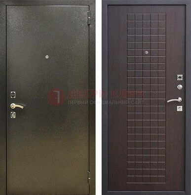 Темная железная дверь с порошковым напылением и терморазрывом МДФ Махагон ДП-286 в Луховицах