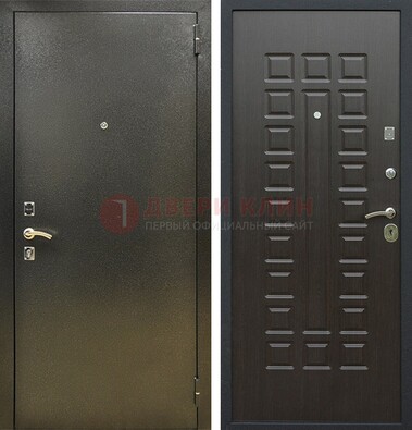 Темно-серая железная дверь с порошковым покрытием и МДФ Венге ДП-287 в Луховицах