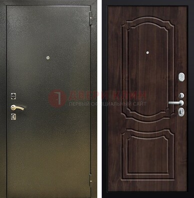 Темно-серая железная дверь с порошковым покрытием и коричневой МДФ ДП-288 в Луховицах