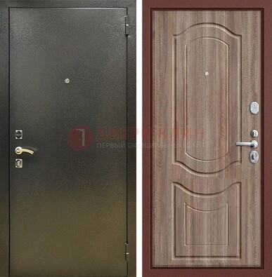 Темно-серая входная дверь с порошковым покрытием и коричневая МДФ ДП-290 в Луховицах