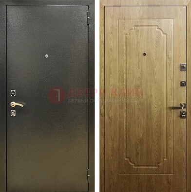 Темно-серая входная дверь с порошковым покрытием и МДФ Золотой дуб ДП-291 в Луховицах