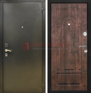 Темно-серая металлическая дверь с порошковым покрытием и МДФ коричневая ДП-292 в Луховицах