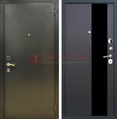 Входная темная дверь с порошковым покрытием и МДФ со стеклом ДП-294 в Луховицах
