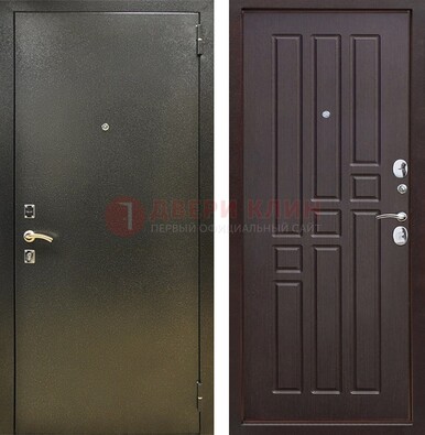 Входная темно-серая дверь с порошковым напылением и коричневой МДФ ДП-301 в Луховицах