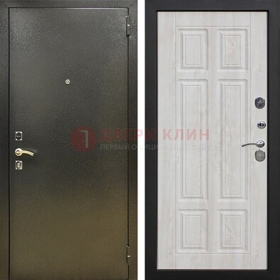 Входная темно-серая дверь с порошковым напылением и МДФ с филенкой ДП-302 в Луховицах