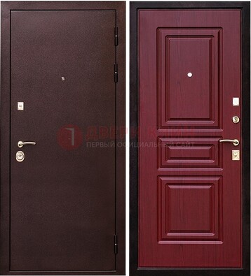 Бордовая входная дверь с порошковым окрасом ДП-36 в Луховицах