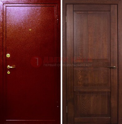 Красная железная дверь с порошковым окрасом ДП-58 в Луховицах