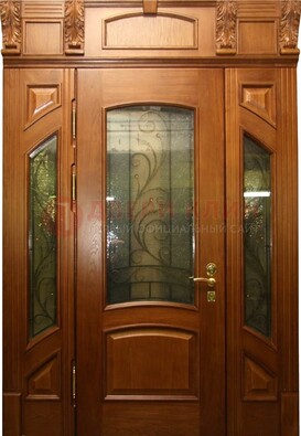 Парадная дверь со стеклянными вставками и ковкой ДПР-36 для дома в Луховицах