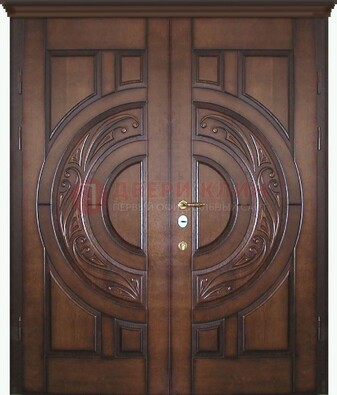 Утепленная коричневая стальная парадная дверь ДПР-51 в Луховицах