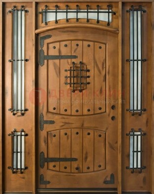 Парадная дверь с коваными элементами ДПР-68 в коттедж в Луховицах