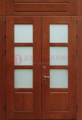Металлическая парадная дверь со стеклом ДПР-69 для загородного дома в Луховицах