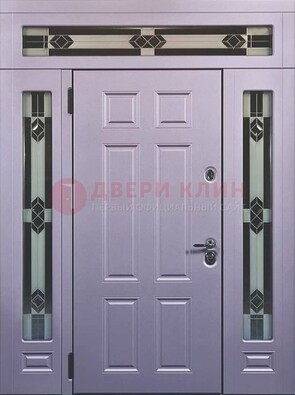 Филенчатая железная парадная дверь с фрамугами ДПР-82 в Луховицах
