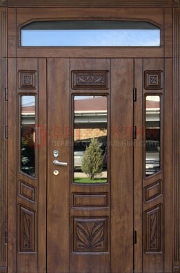 Парадная стальная дверь Винорит со стеклом и резьбой ДПР-97 в Луховицах
