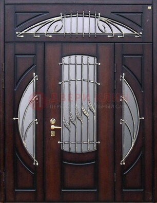 Парадная дверь со стеклянными вставками и ковкой ДПР-9 для улицы в Луховицах