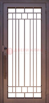 Стальная решетчатая дверь в коричневом цвете ДР-12 в Луховицах