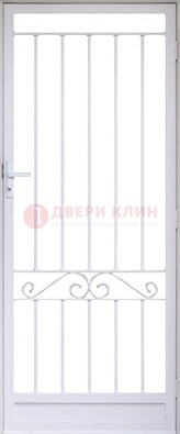 Белая стальная решетчатая дверь с волютами ДР-30 в Луховицах
