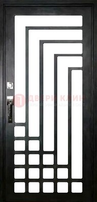 Черная стальная решетчатая дверь в современном стиле ДР-43 в Луховицах