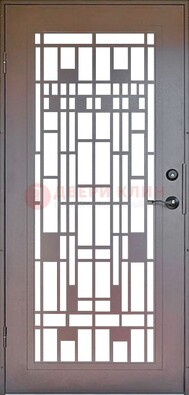 Коричневая стальная решетчатая дверь с узором ДР-4 в Луховицах