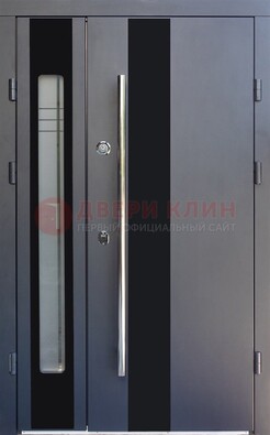 Серая стальная дверь со стеклом ДС-11 в Луховицах