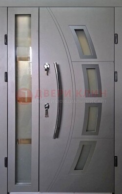 Серая железная дверь для дома со стеклом ДС-17 в Луховицах