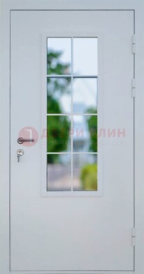 Белая железная дверь порошок со стеклом ДС-31 в Луховицах