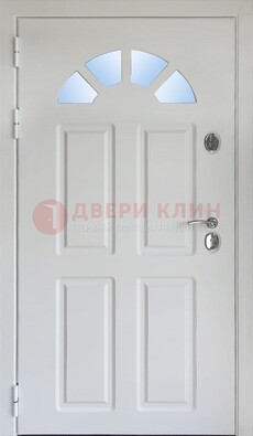 Белая стальная дверь МДФ со стеклом для дома ДС-37 в Луховицах