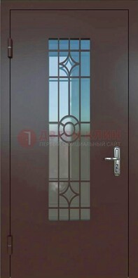 Входная металлическая дверь со стеклом для дома ДС-6 в Луховицах
