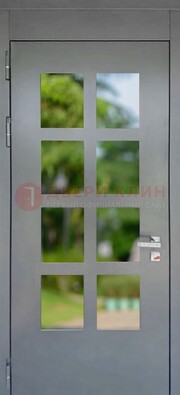 Серая металлическая дверь со стеклом ДС-78 в Луховицах