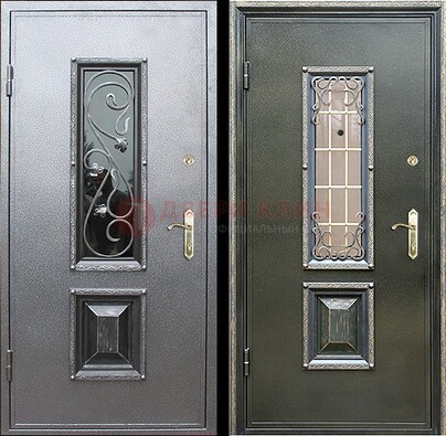 Звукоизоляционная металлическая дверь со стеклом и ковкой ДСК-12 в Луховицах