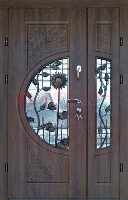 Входная дверь стекло с ковкой и резьбой ДСК-202 в Луховицах