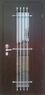 Современная стальная дверь с Виноритом стеклом и ковкой ДСК-262 в Луховицах