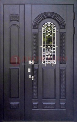 Входная дверь Винорит со стеклом и ковкой с узором ДСК-270 в Луховицах