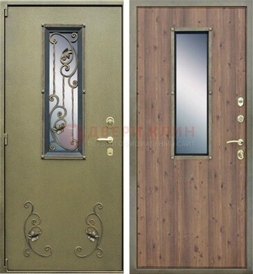 Офисная железная дверь со стеклом и ковкой ДСК-44 в Луховицах