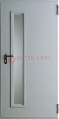 Белая железная противопожарная дверь со вставкой из стекла ДТ-9 в Домодедово