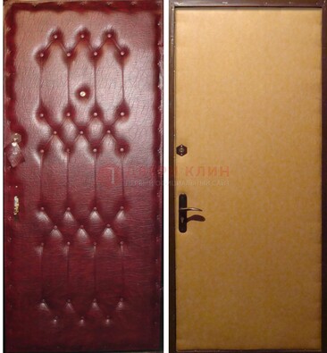 Бордовая металлическая дверь с винилискожей ДВ-1 в Луховицах