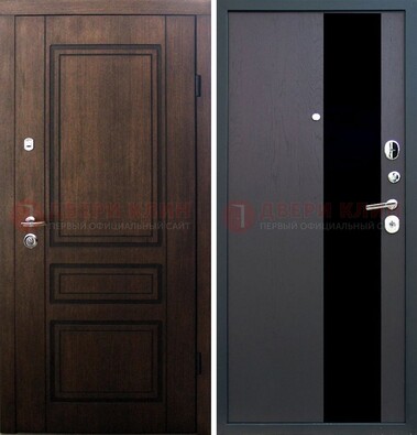 Входная дверь Итальянский орех с МДФ с черным стеклом ДМ-1199 в Луховицах