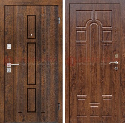 Стальная коричневая дверь с МДФ и коричневой МДФ внутри ДМ-1388 в Луховицах