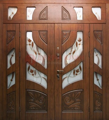 Элитная двухстворчатая дверь с витражным стеклом ДВТ-173 в Луховицах