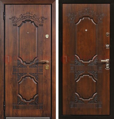 Коричневая железная дверь с виноритом и узором ДВТ-211 в Луховицах