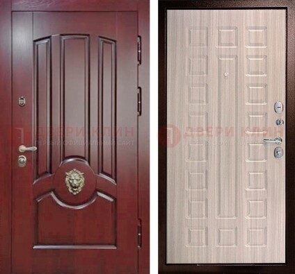 Темно-красная входная дверь с виноритом ДВТ-234 в Луховицах