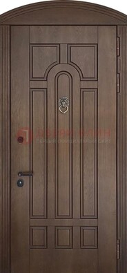 Коричневая стальная дверь с виноритом в форме арки ДВТ-237 в Луховицах
