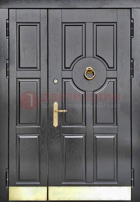 Черная металическая дверь с виноритом для дома ДВТ-241 в Луховицах