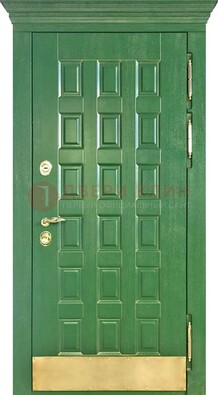 Входная зеленая дверь с виноритом для коттеджа ДВТ-249 в Луховицах