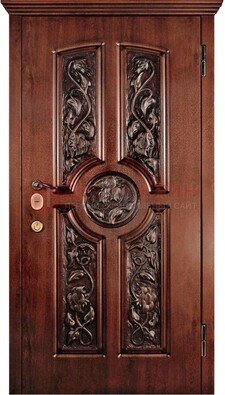 Филенчатая металлическая дверь с виноритом и резьбой ДВТ-69 в Тольятти