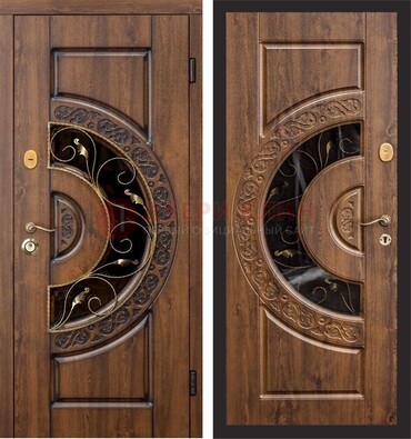 Металлическая дверь с виноритом и панелью Золотой Дуб ДВТ-71 в Луховицах