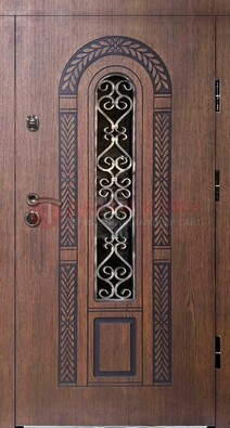 Стальная коричневая дверь с виноритом и МДФ ДВТ-81 в Луховицах